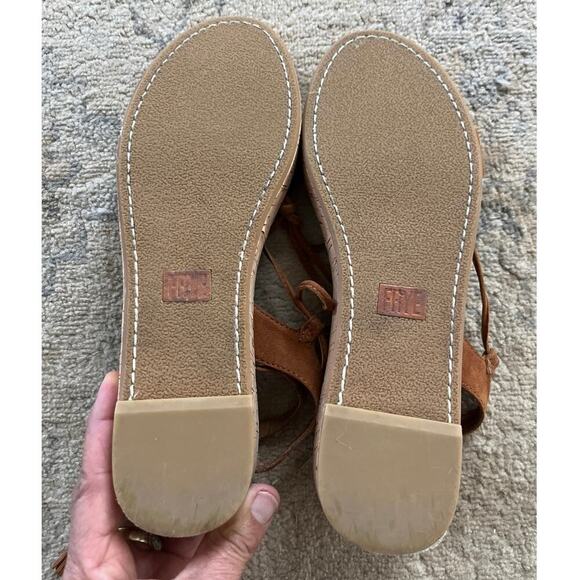 Frye Miranda Gladiator Cork Platform Wedge Sandals Nutmeg Lace Up Suede Size 8 - Picture 7 of 10